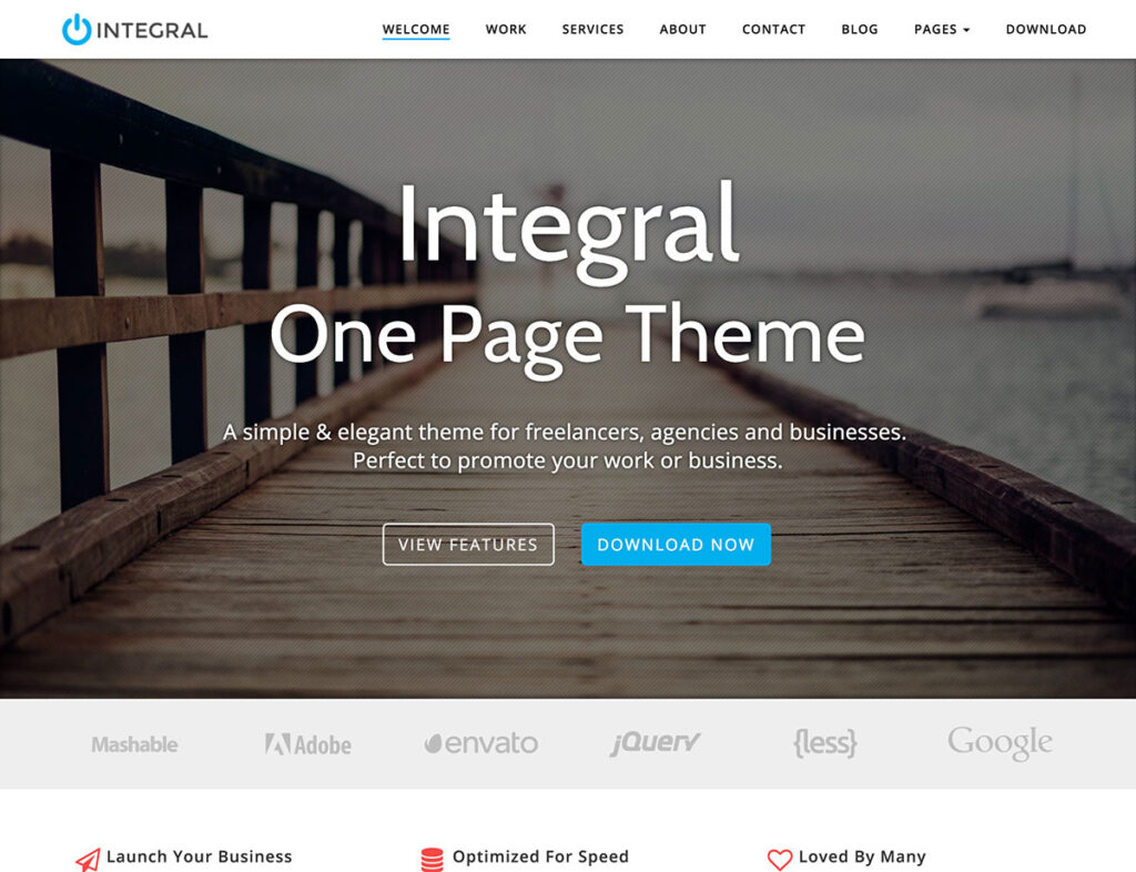 Integral free parallax WordPress theme