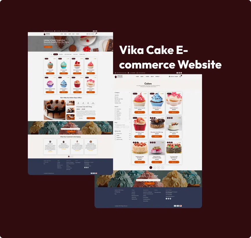 Vika cakes ecommerce website