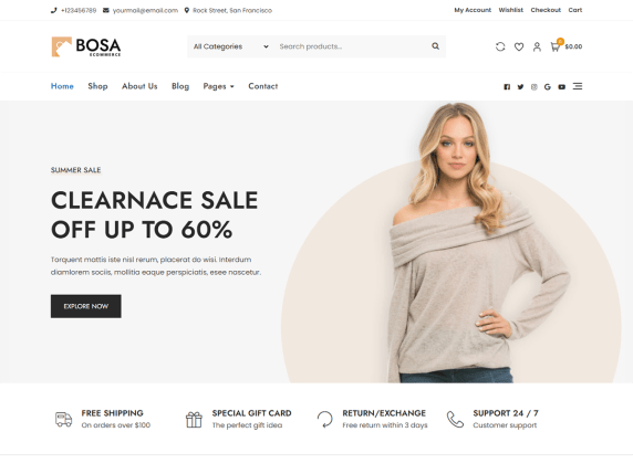 Bosa ecommerce wordpress theme
